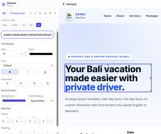 Tampilan dashboard editor Macroweb