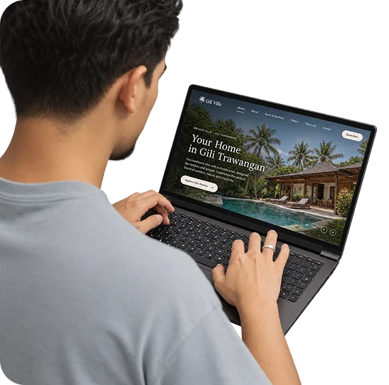 Tampilan website villa